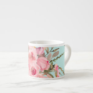 Rosa Blume in hellblau Espressotasse