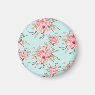 Rosa Blume in hellblau Magnet
