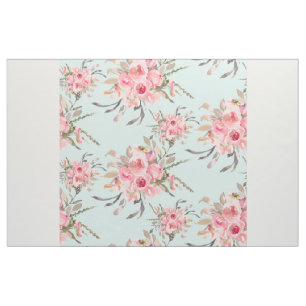 Rosa Blume in hellblau Stoff