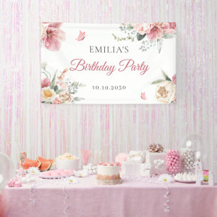 Rosa Blume in Pastellfarben Banner