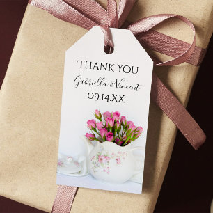 Rosa Blume in Teapot Gastgeschenk Hochzeit Tags Geschenkanhänger