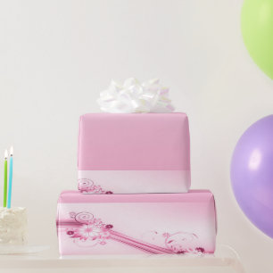 Rosa Blume in Waves Geschenkpapier