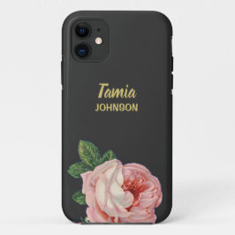 Rosa Blume individuelle Name grau Case-Mate iPhone Hülle