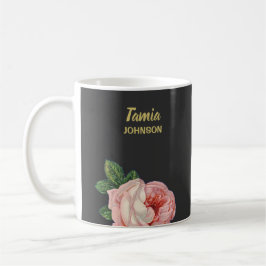 Rosa Blume individuelle Name grau Kaffeetasse