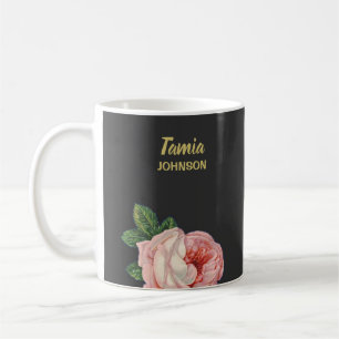 Rosa Blume individuelle Name grau Kaffeetasse
