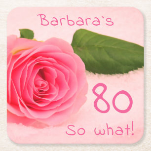 Rosa Blume Inspiration 80. Geburtstag Rechteckiger Pappuntersetzer