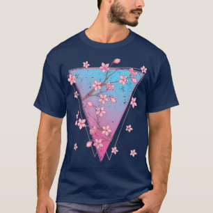 Rosa Blume Japan Sakura Synthwave Vaporwave Cherr T-Shirt