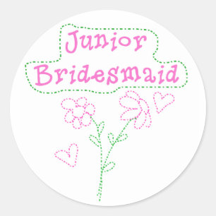 Rosa Blume Junior Bridesmaid Runder Aufkleber