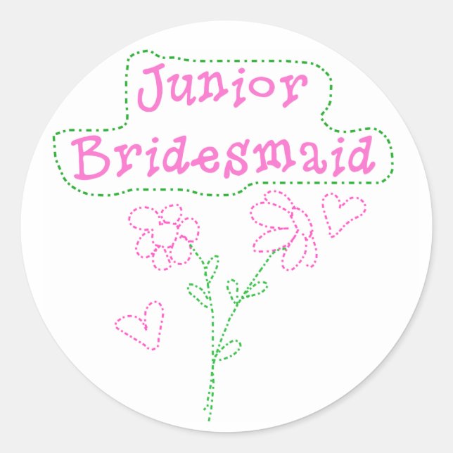 Rosa Blume Junior Bridesmaid Runder Aufkleber (Vorderseite)