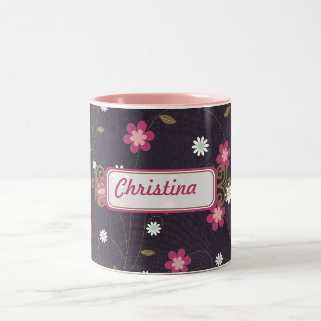 Rosa Blume Kaffee Tasse Cup (Mittel)