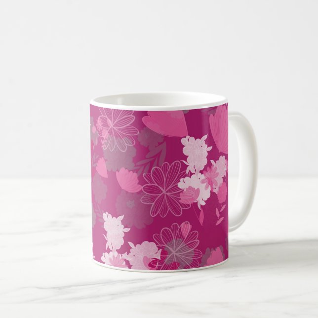 rosa Blume Kaffeetasse (VorderseiteRechts)