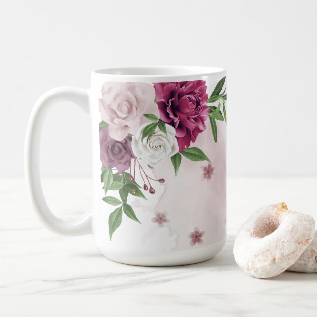 Rosa Blume Kaffeetasse (Mit Donut)
