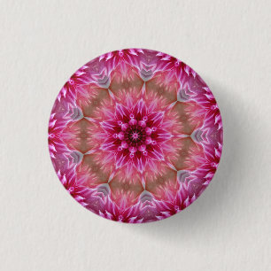 Rosa Blume Kaleidoskop Mandala-43895 Button