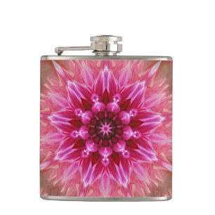 Rosa Blume Kaleidoskop Mandala-43895 Flachmann