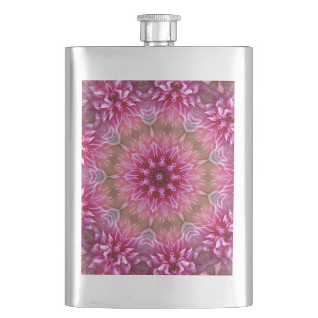 Rosa Blume Kaleidoskop Mandala-43895 Flachmann (Vorderseite)