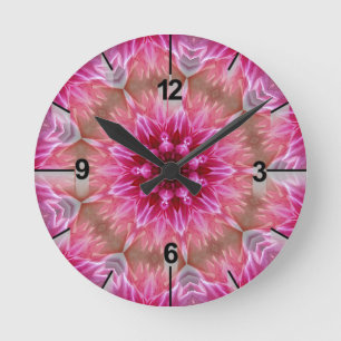 Rosa Blume Kaleidoskop Mandala-43895 Runde Wanduhr