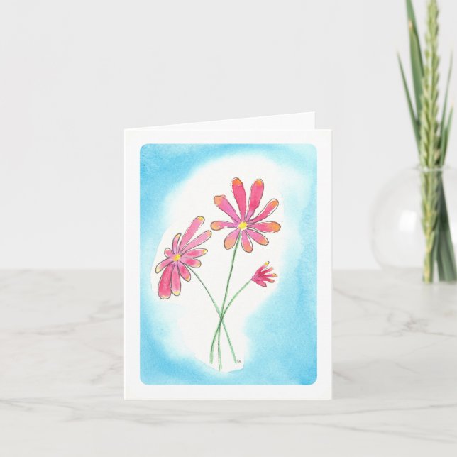 Rosa Blume Karte (Vorderseite)