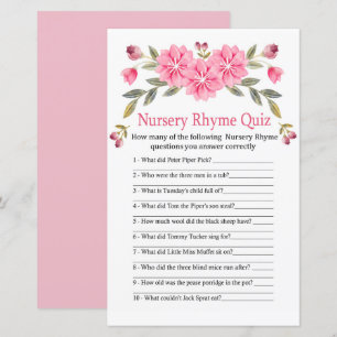 Rosa Blume Kinderzimmer Rhyme Quiz Kinderduschensp