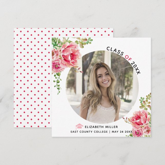 Rosa Blume-Klasse des Fotos 2025 Abschluss Ankündigung (Vorne/Hinten)