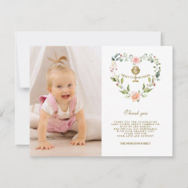 Rosa Blume Kraut Foto Mädchen Heilige Kommune Dankeskarte