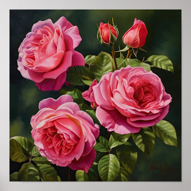 Rosa Blume Kunst drucken Poster (Vorne)