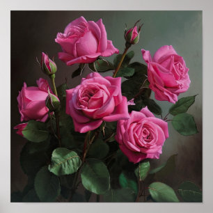 Rosa Blume Kunst drucken Poster