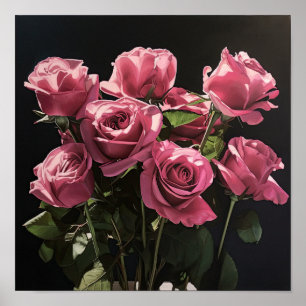 Rosa Blume Kunst drucken Poster