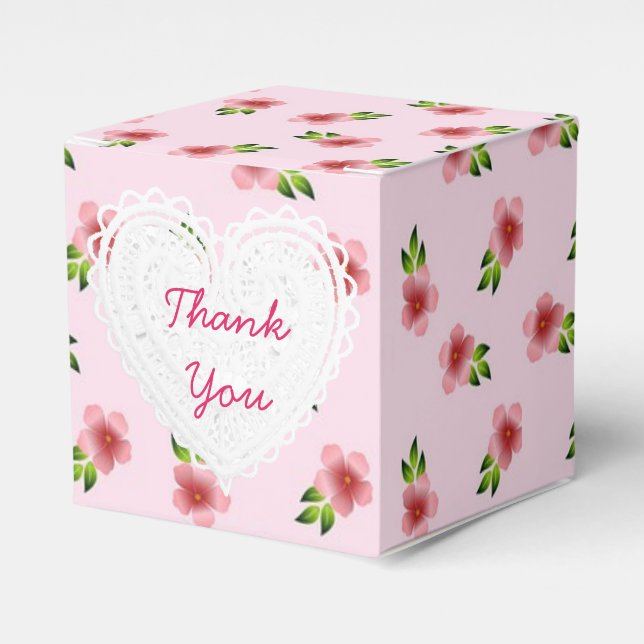 Rosa Blume Kupcake Box Geschenkschachtel (Vorderseite)