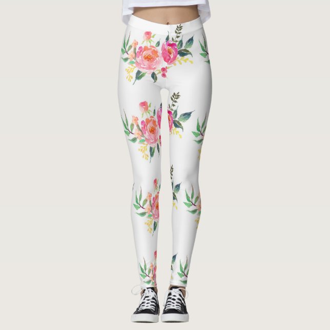 Rosa Blume Leggings (Vorderseite)