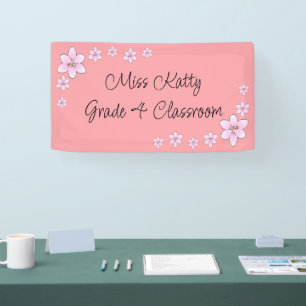 Rosa Blume Lehrerbanner Banner