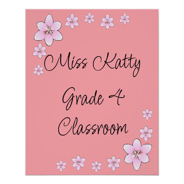 Rosa Blume Lehrerin Klassenmesse Poster (Vorderseite)