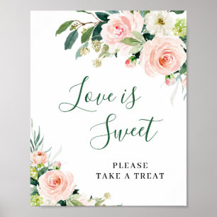 Rosa Blume Liebe ist süßes Hochzeitszeichen Poster