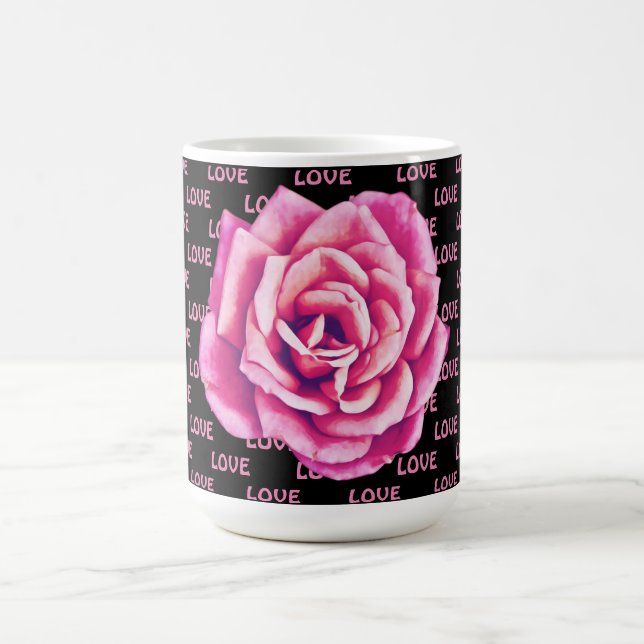 Rosa Blume Liebe über Tasse Cup (Mittel)
