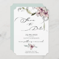 Rosa Blume Lilies Wedding Save the Date Card