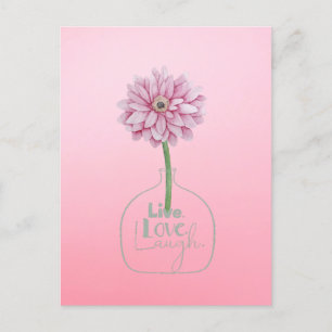 Rosa Blume Live Liebe Postkarte