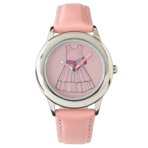Rosa Blume Mädchen Hochzeitskleid Party Dress Watc Armbanduhr