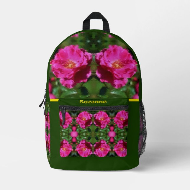 Rosa Blume Malerei Personalisiert Bedruckter Rucksack (Vorderseite)
