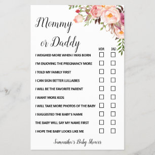 Rosa Blume Mama oder Vater Said Baby Showroom-Kart Flyer