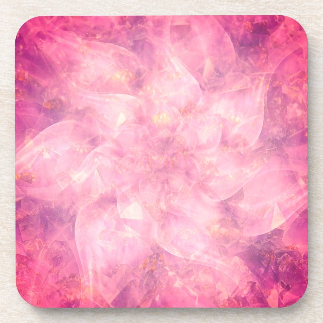 Rosa Blume Mandala Getränkeuntersetzer (Vorderseite)