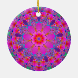 Rosa Blume Mandala Keramikornament