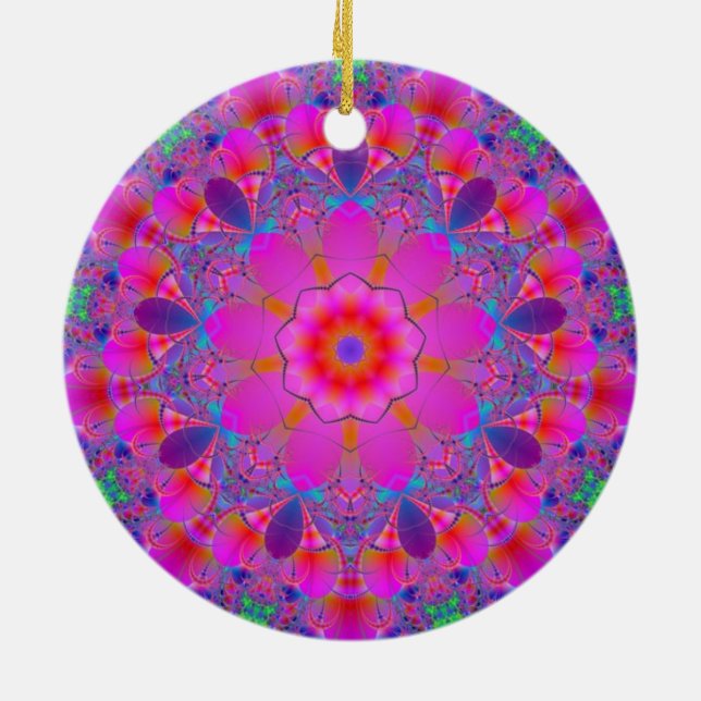 Rosa Blume Mandala Keramikornament (Hinten)