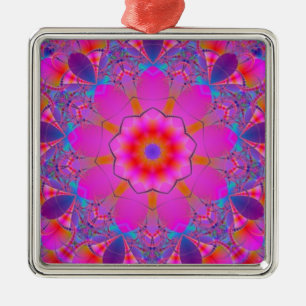 Rosa Blume Mandala Ornament Aus Metall