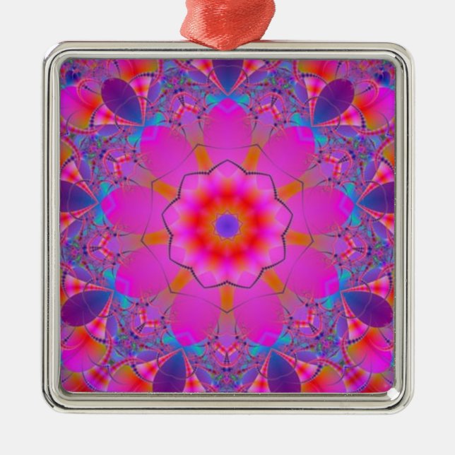 Rosa Blume Mandala Ornament Aus Metall (Vorne)