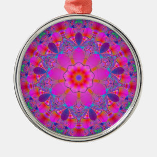 Rosa Blume Mandala Silbernes Ornament