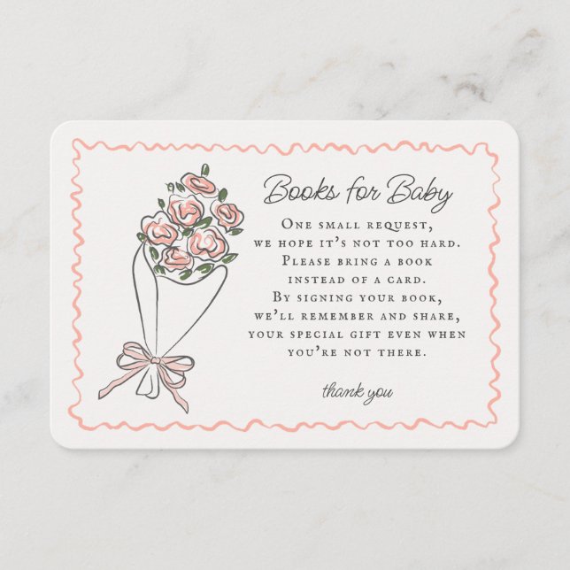 Rosa Blume Markt Blumenbücher für Babywindeln Begleitkarte (Vorderseite)