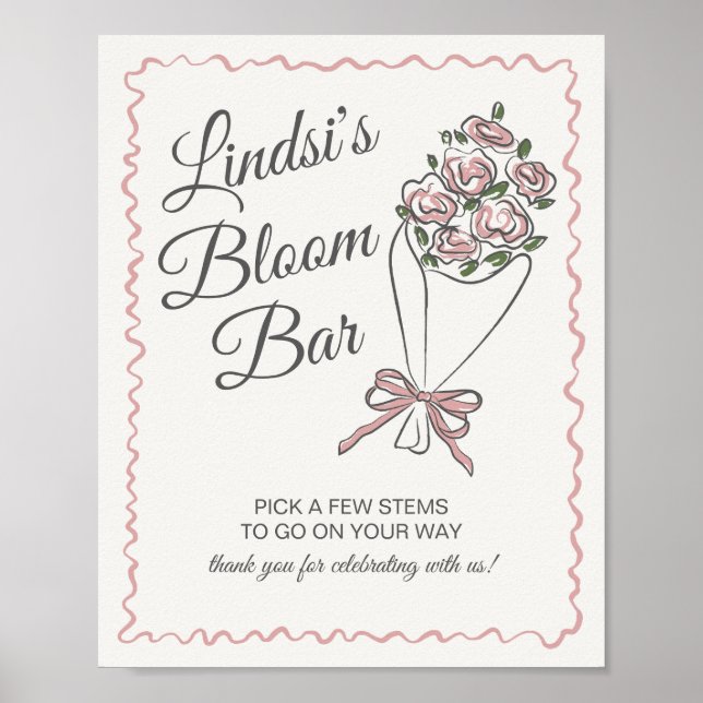 Rosa Blume Markt Frische Blumenstrauß Bar Poster (Vorne)