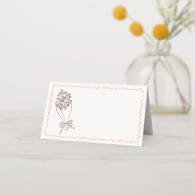 Rosa Blume Markt Frische geflochtene Platzkarte (Vorderseite)