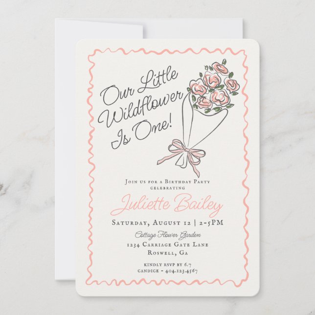 Rosa Blume Marktwirtschaft FBoritage Einladung (Vorderseite)