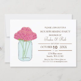 Rosa Blume Mason Jar Hauswärmung Einladung