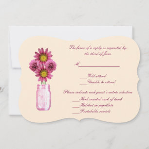 Rosa Blume Mason Jar Response Card Einladung